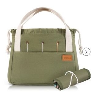 New canvas yarn organizer tote khaki green
